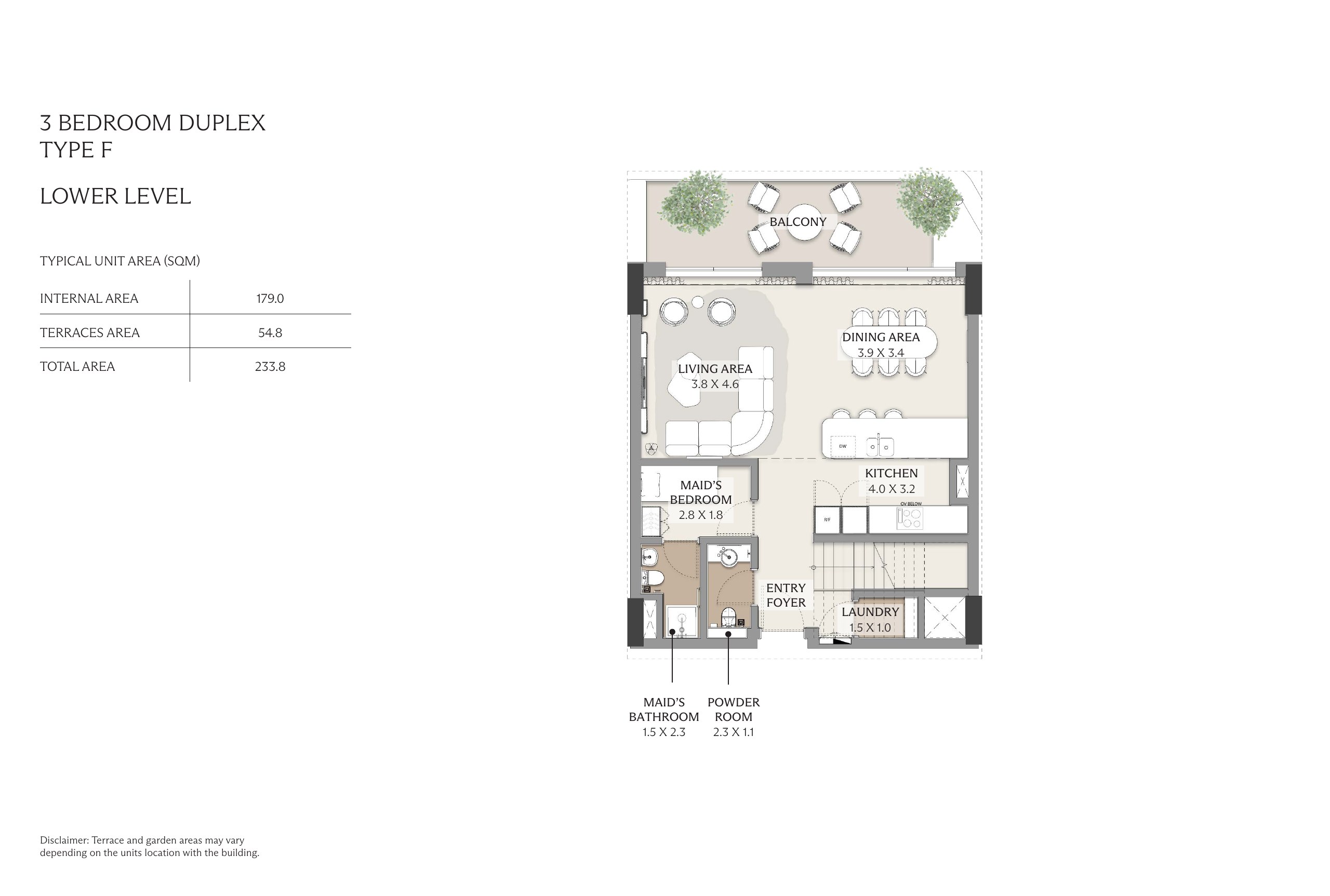 3 Bedroom Duplex — Lower Level