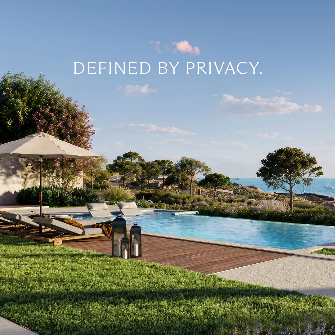 Private garden and pool with sea views