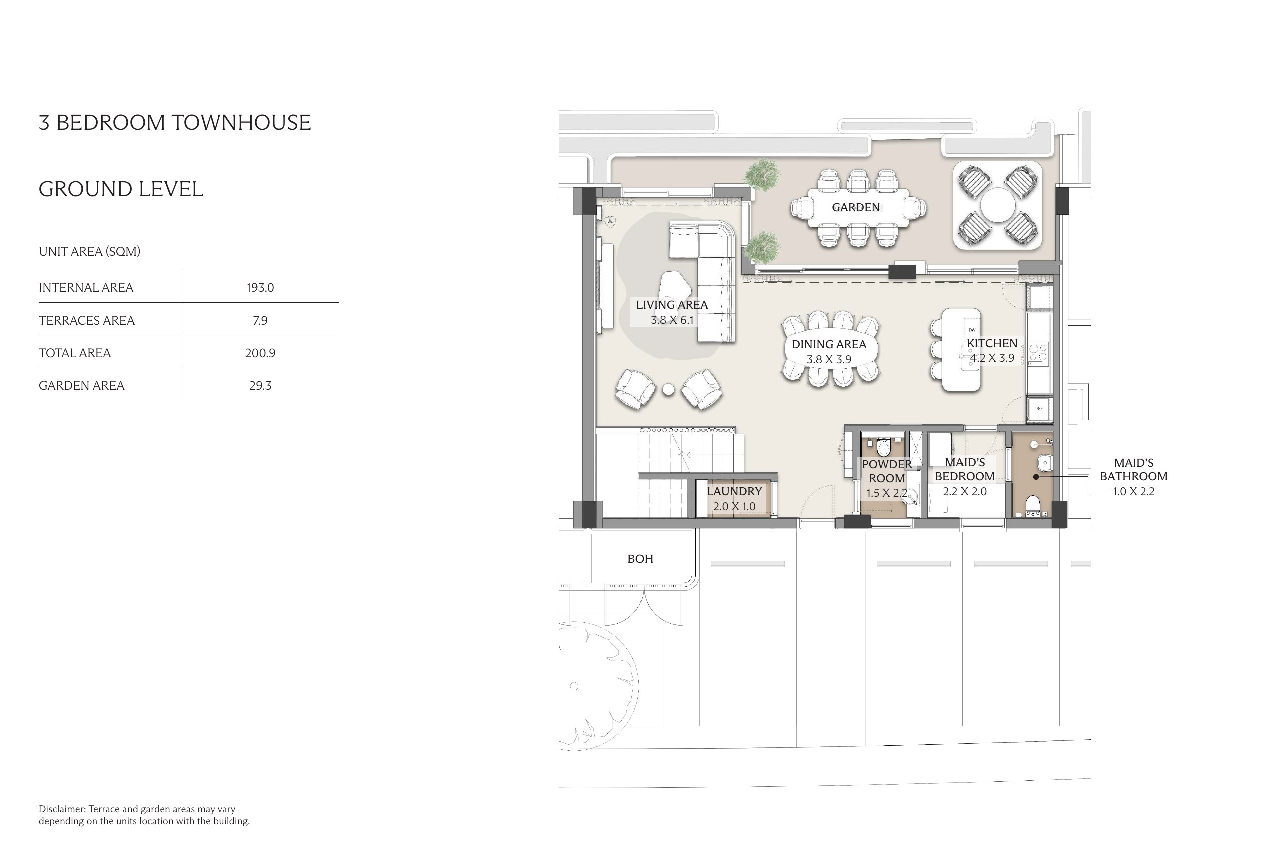 3 Bedroom Townhouse — Ground Level