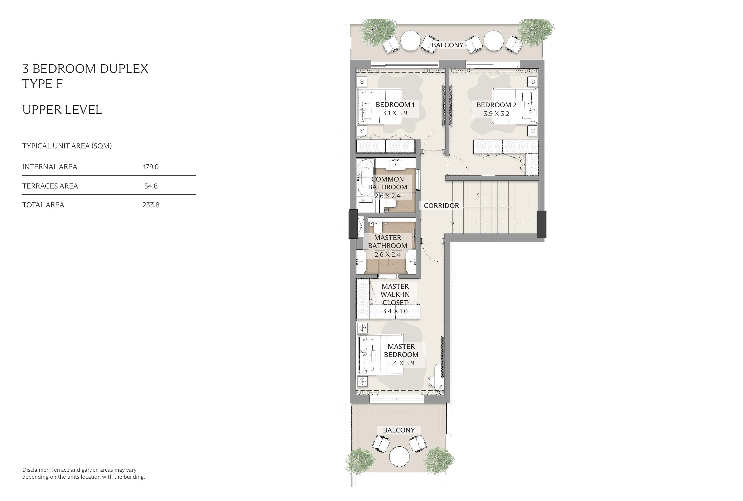 3 Bedroom Duplex — Upper Level